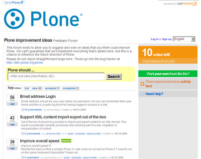 Plone.uservoice